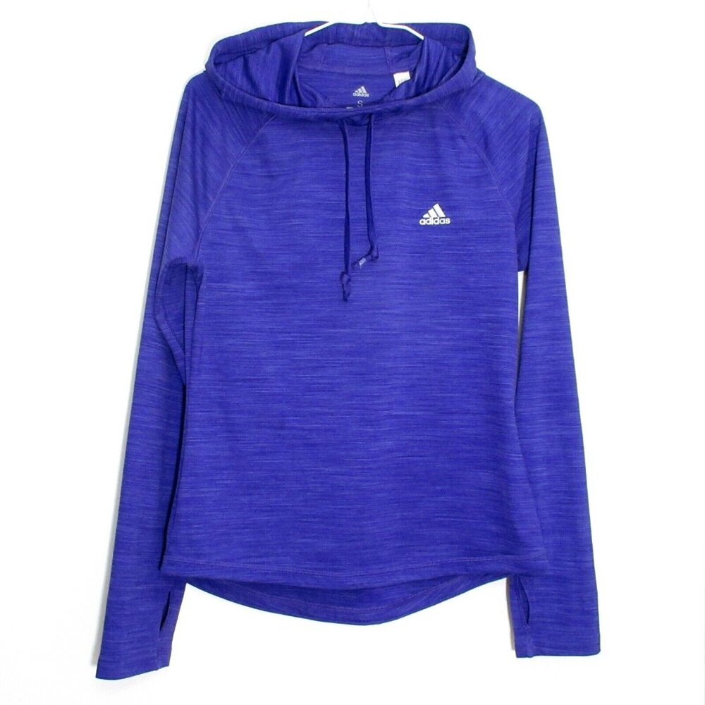 Adidas - Climalite Pullover Hooded Long-Sleeved Tee CV5738 | Large | Indigo